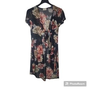 Anthropologie Ember Sheer Floral Flutter Sleeve Cover Wrap Dress – Size Large
